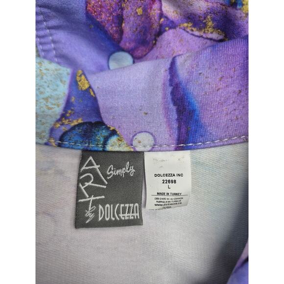 Simply Art by Dolcezza Watercolor Jacket 100% Cotton Gold Accents Sz L - Picture 3 of 6